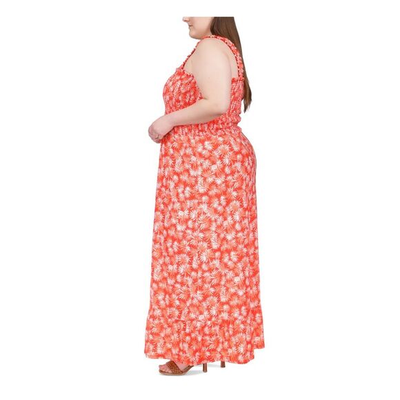 MICHAEL KORS Womens Coral Hem Sleeveless Maxi Fit + Flare Dress Plus 2X - Picture 3 of 4